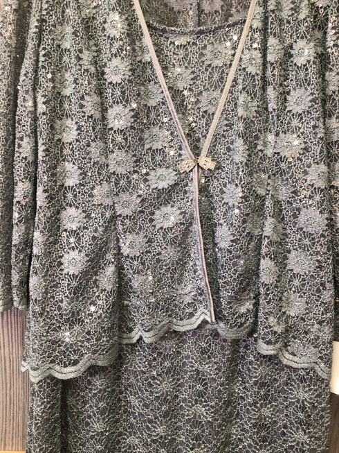 R&M Richards Dress + Jacket Sequined Size 16 New